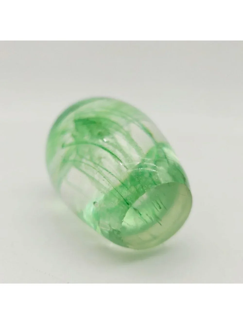 Hand-Blown Glass Jellyfish Paperweight Figurine UV Reactive Green Oval Design - Picture 8 of 9